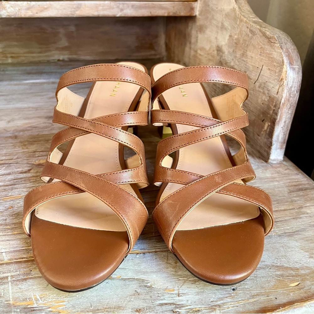 🤎 Cole Haan Heels / Sandals in size 9 leather tan brown business casual - Picture 5 of 10